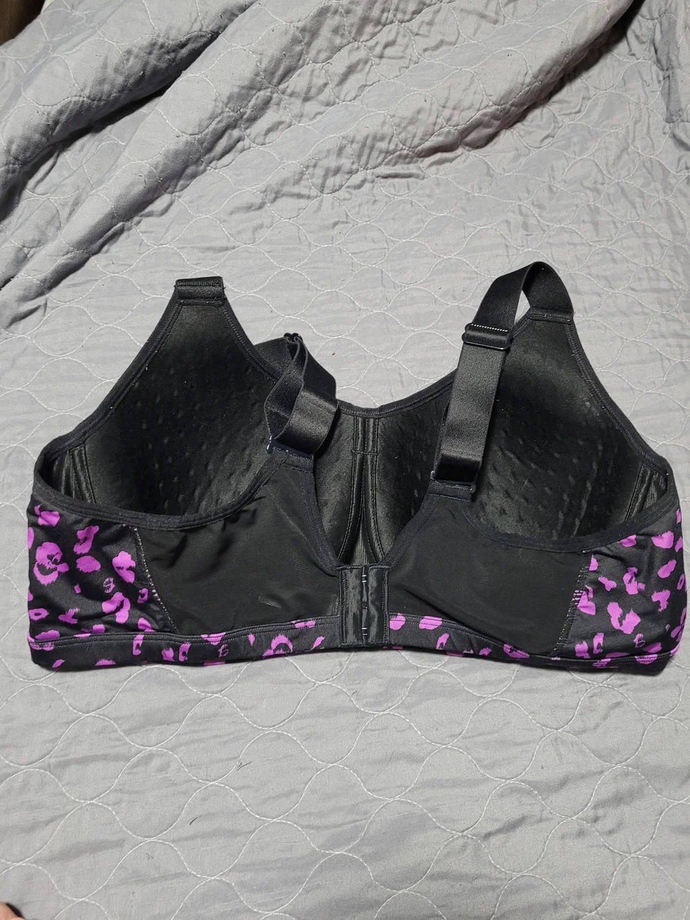 Livi Cacique Lane Bryant Black & Purple Leopard Print High Impact Sports Bra 42D